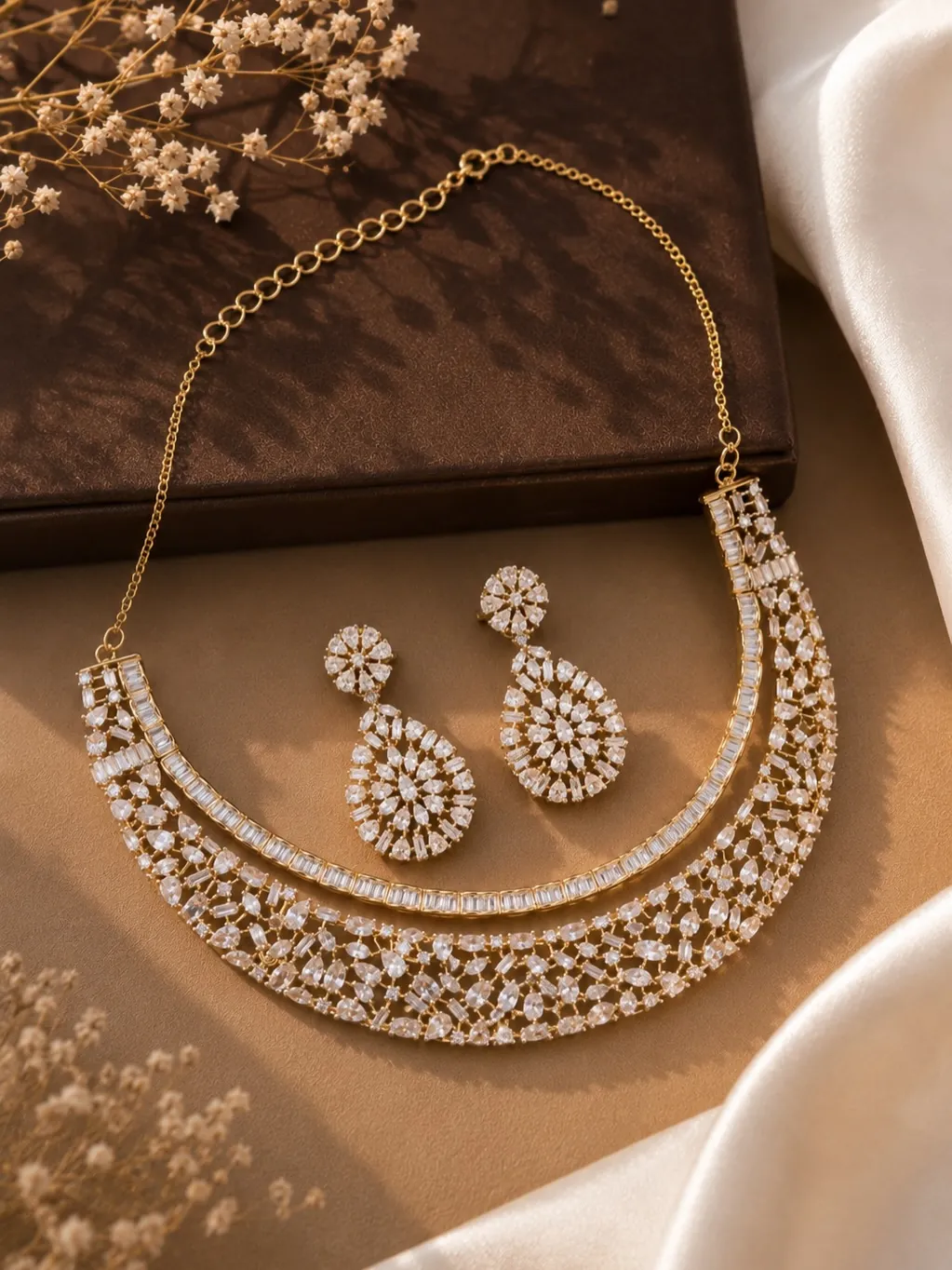 AD Choker with Teardrop Earrings