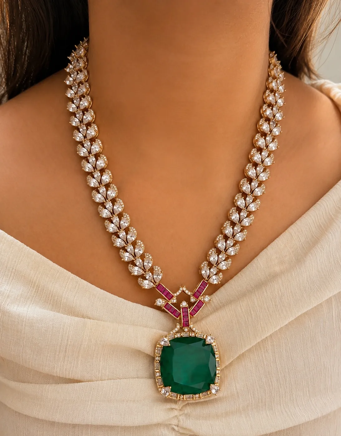 Emerald AD Pendant Necklace
