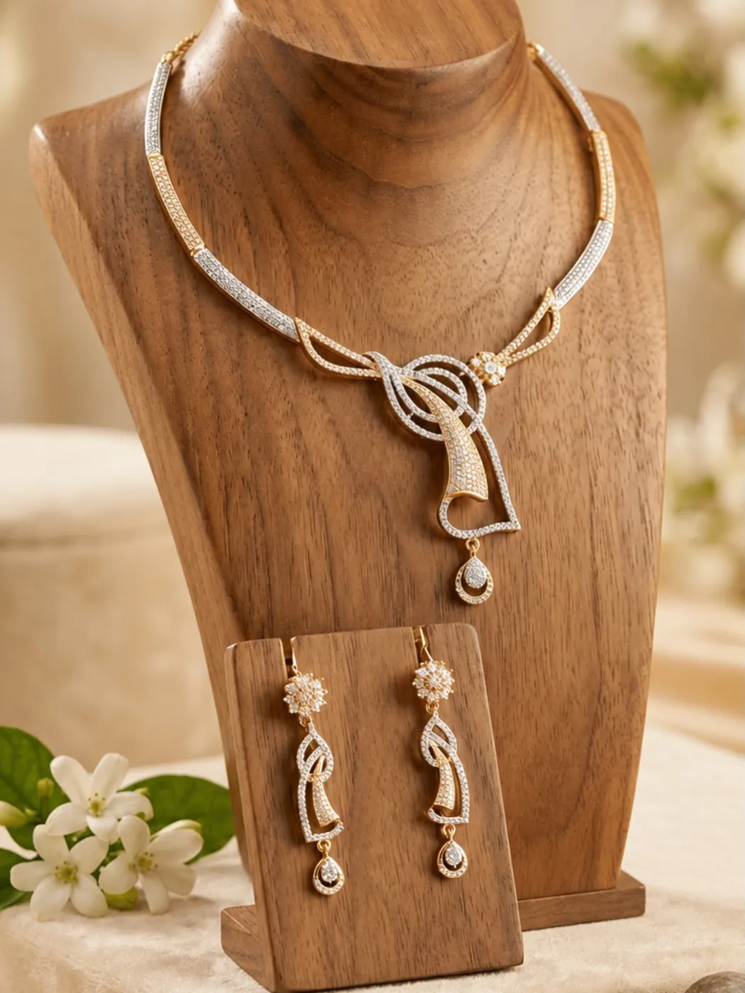 Gold-Plated AD Necklace Set