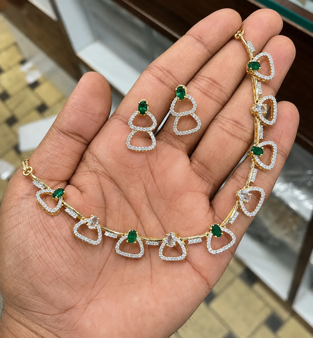 Heart Motif AD Necklace Set