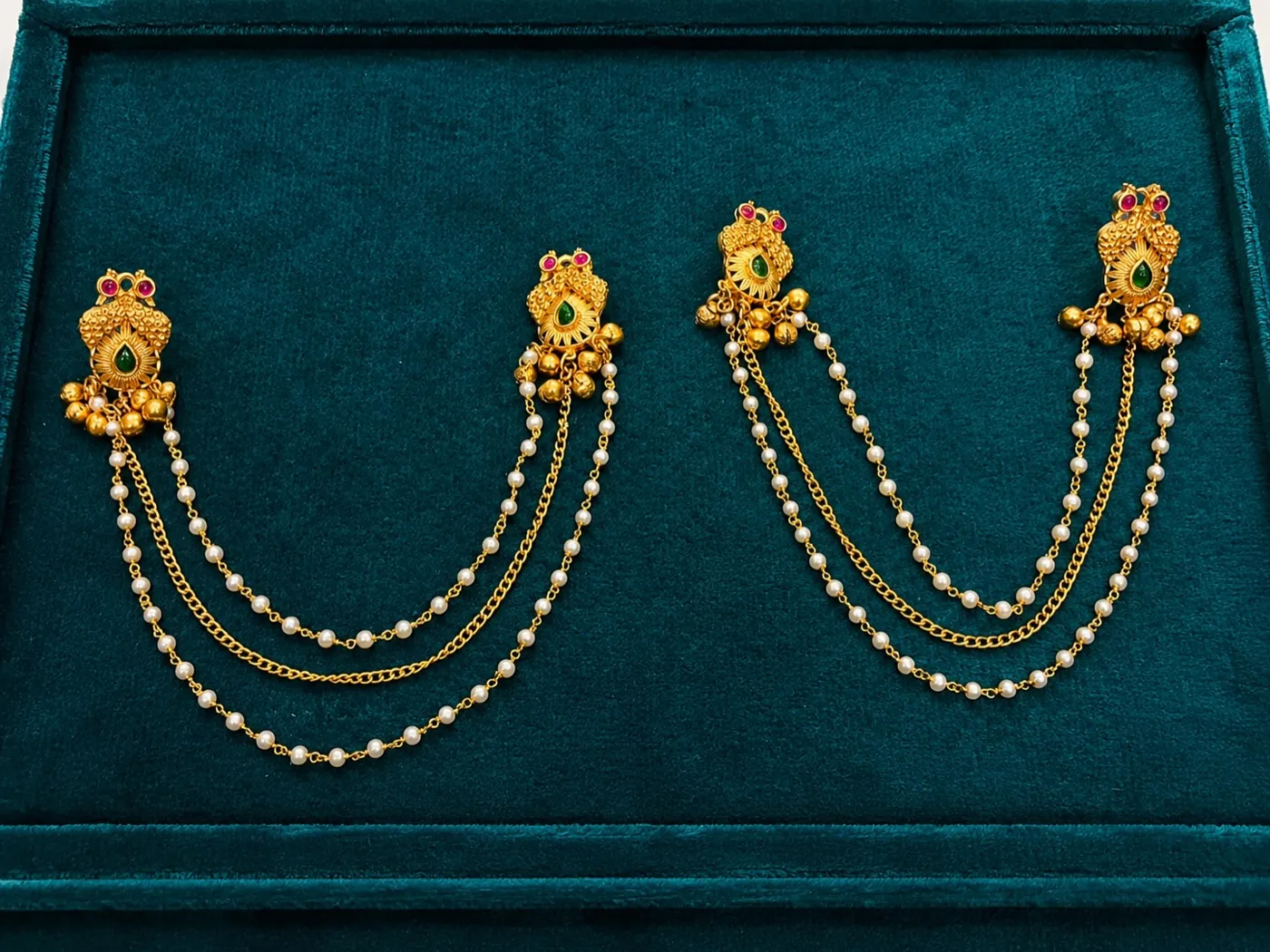 Kashmiri Earrings with Ear Chains