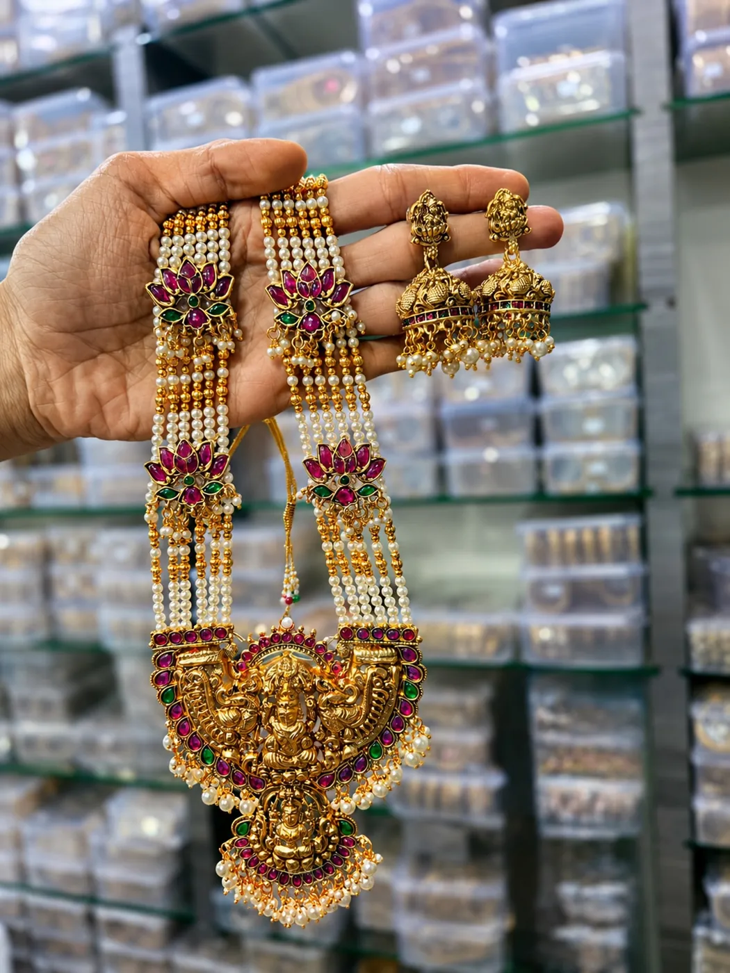 Lakshmi Pearl Haram with Jhumkas