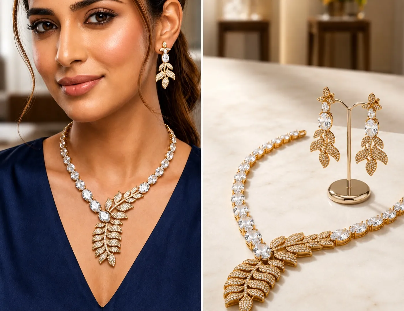Leaf Vine AD Necklace Set