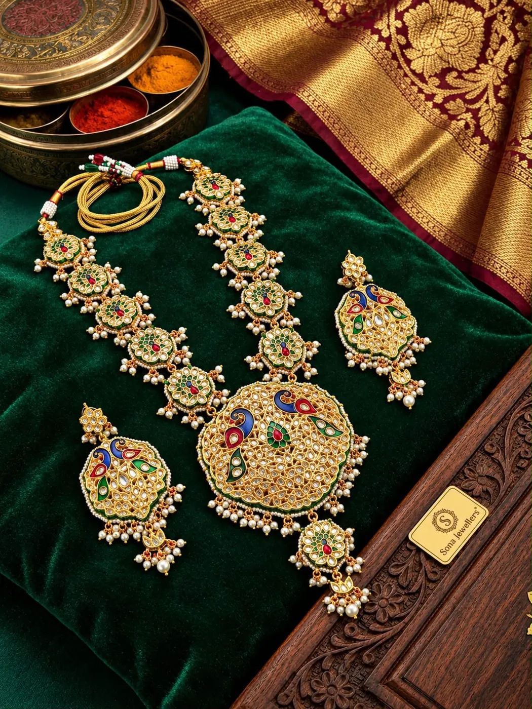 Multicolour Temple Long Set