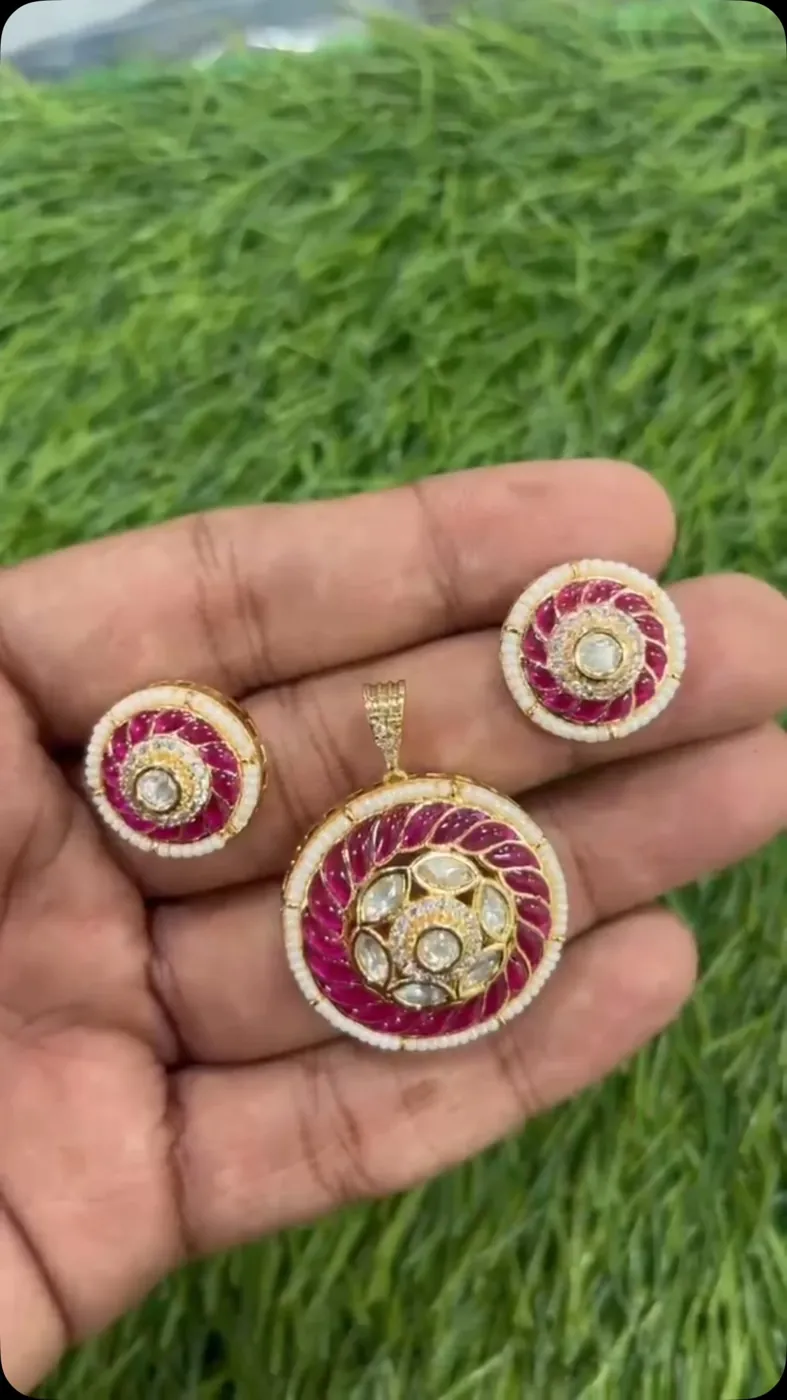 Ruby Pendant & Earring Set