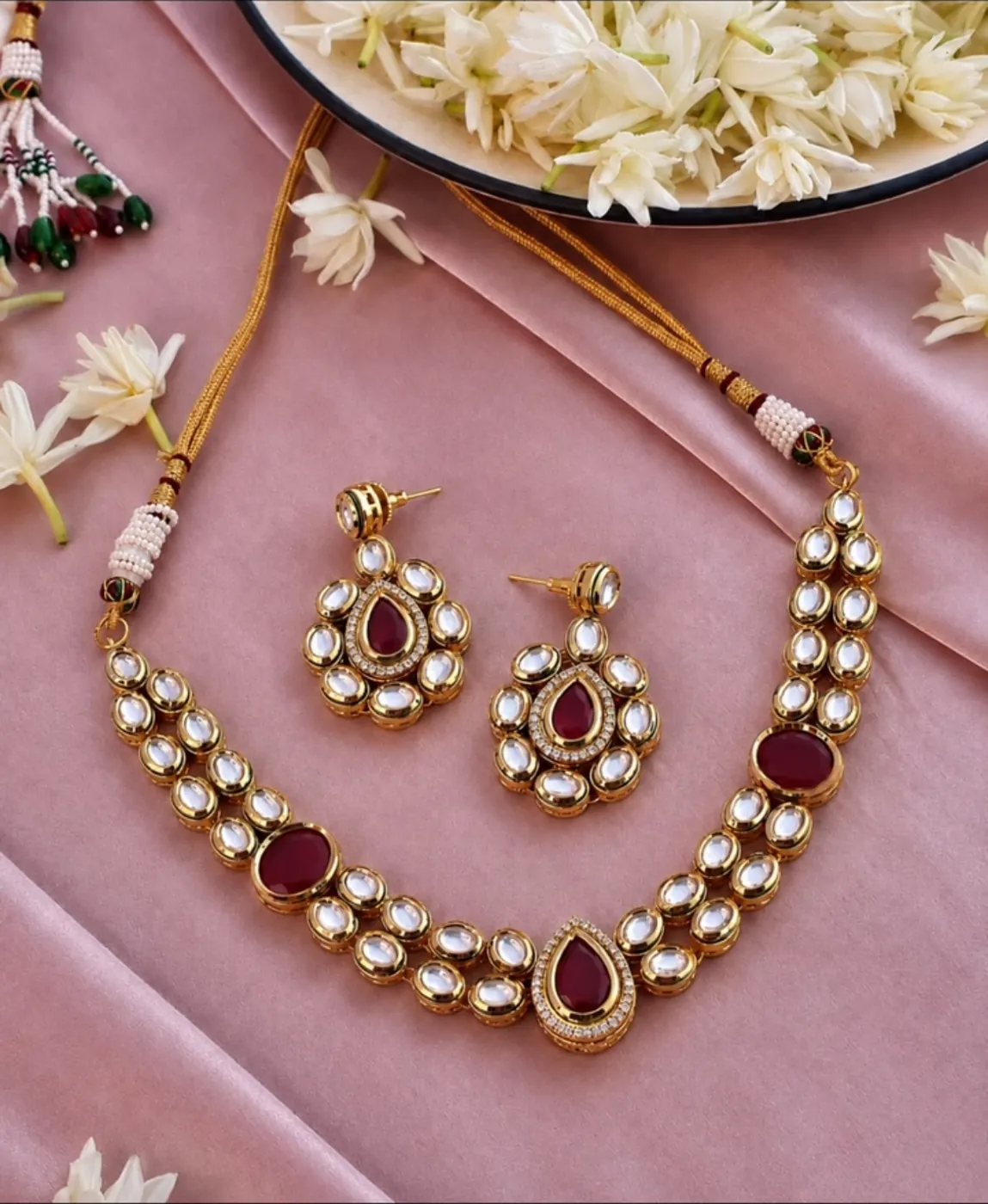 Ruby Kundan Necklace Set