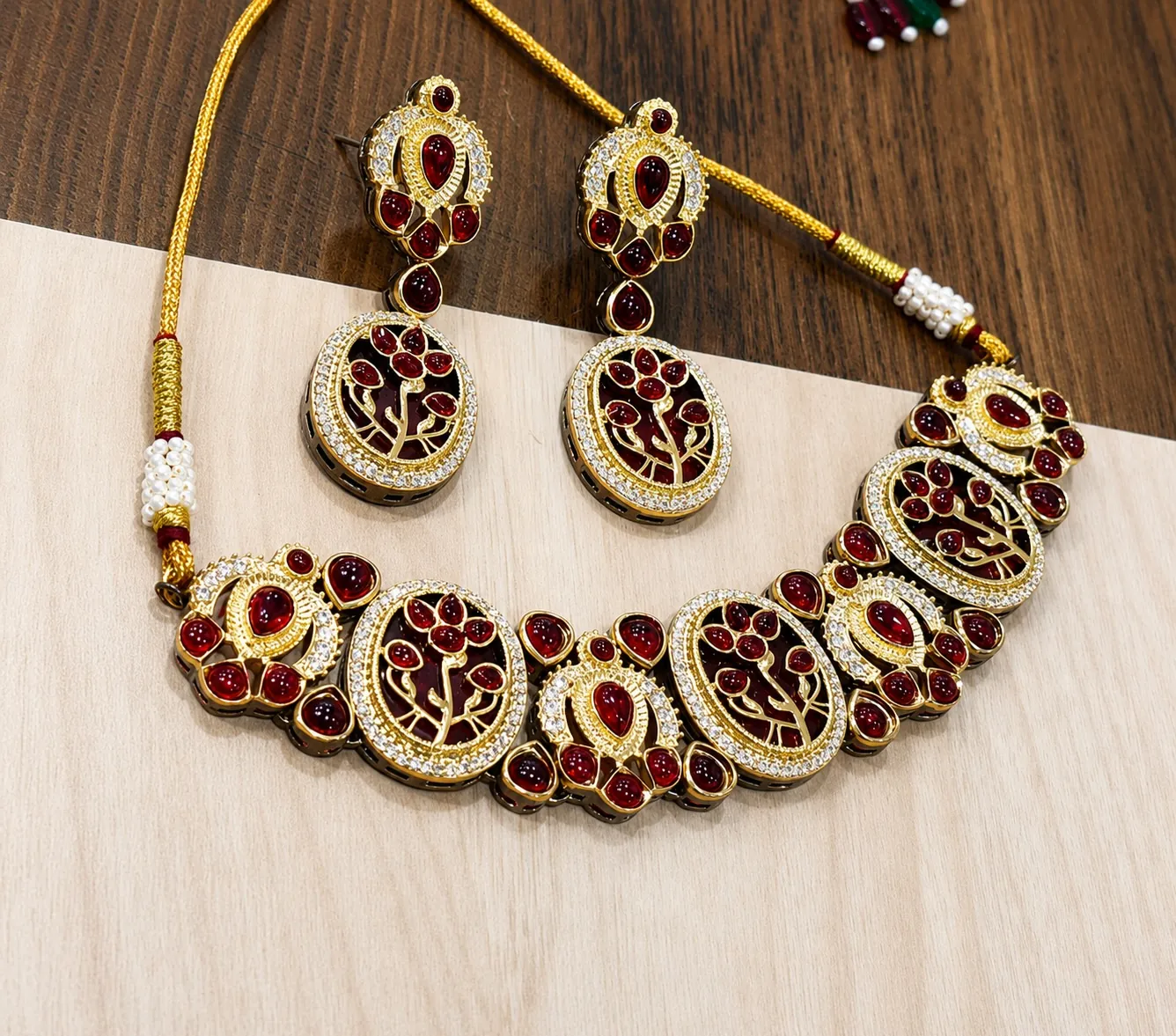 Ruby Statement Necklace Set
